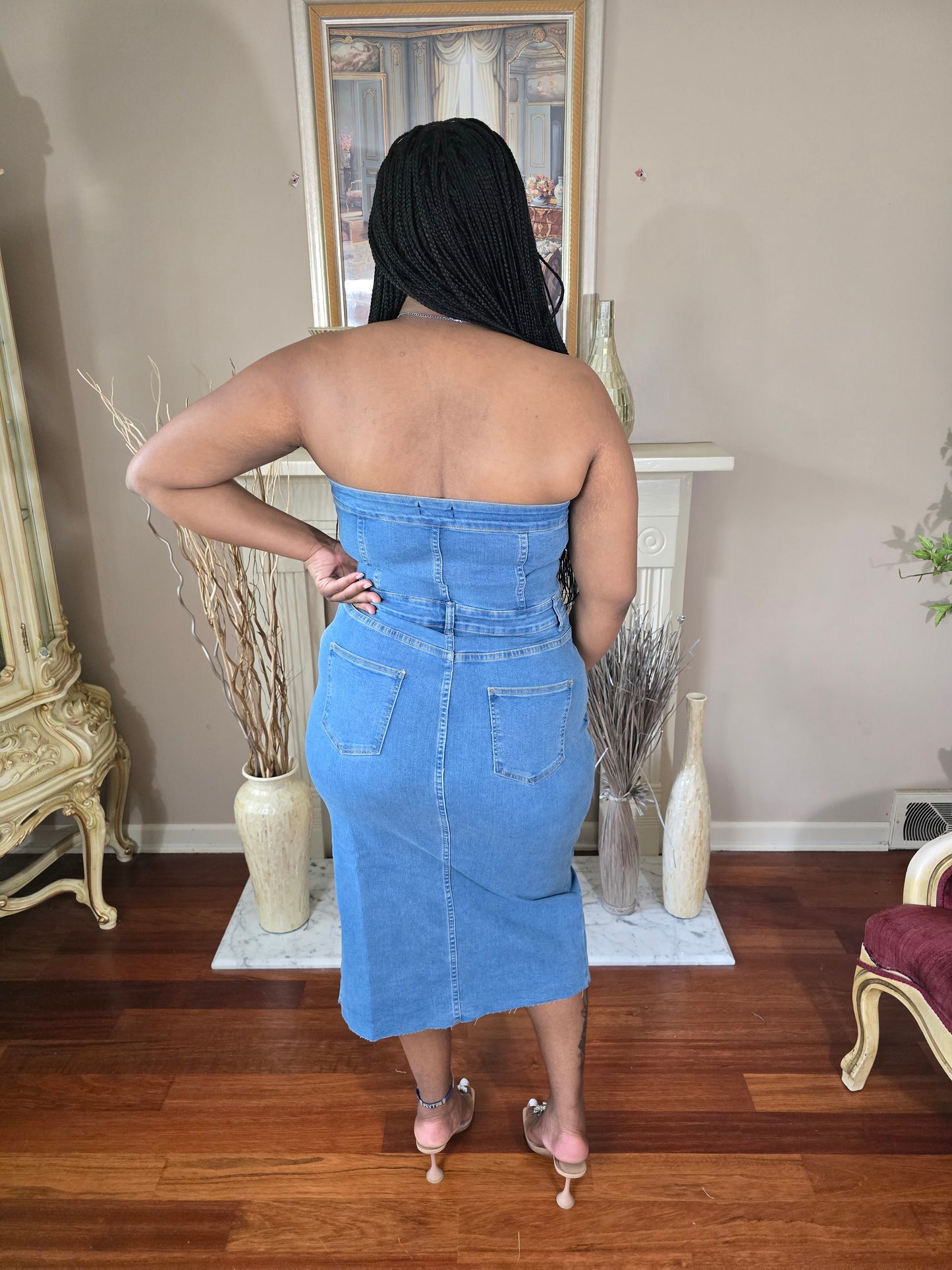 Denim & Done Strapless Midi Dress (plus size)