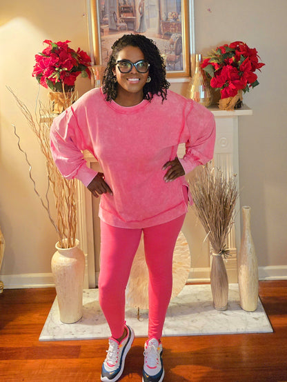 Fuchsia leggings set (plus size)