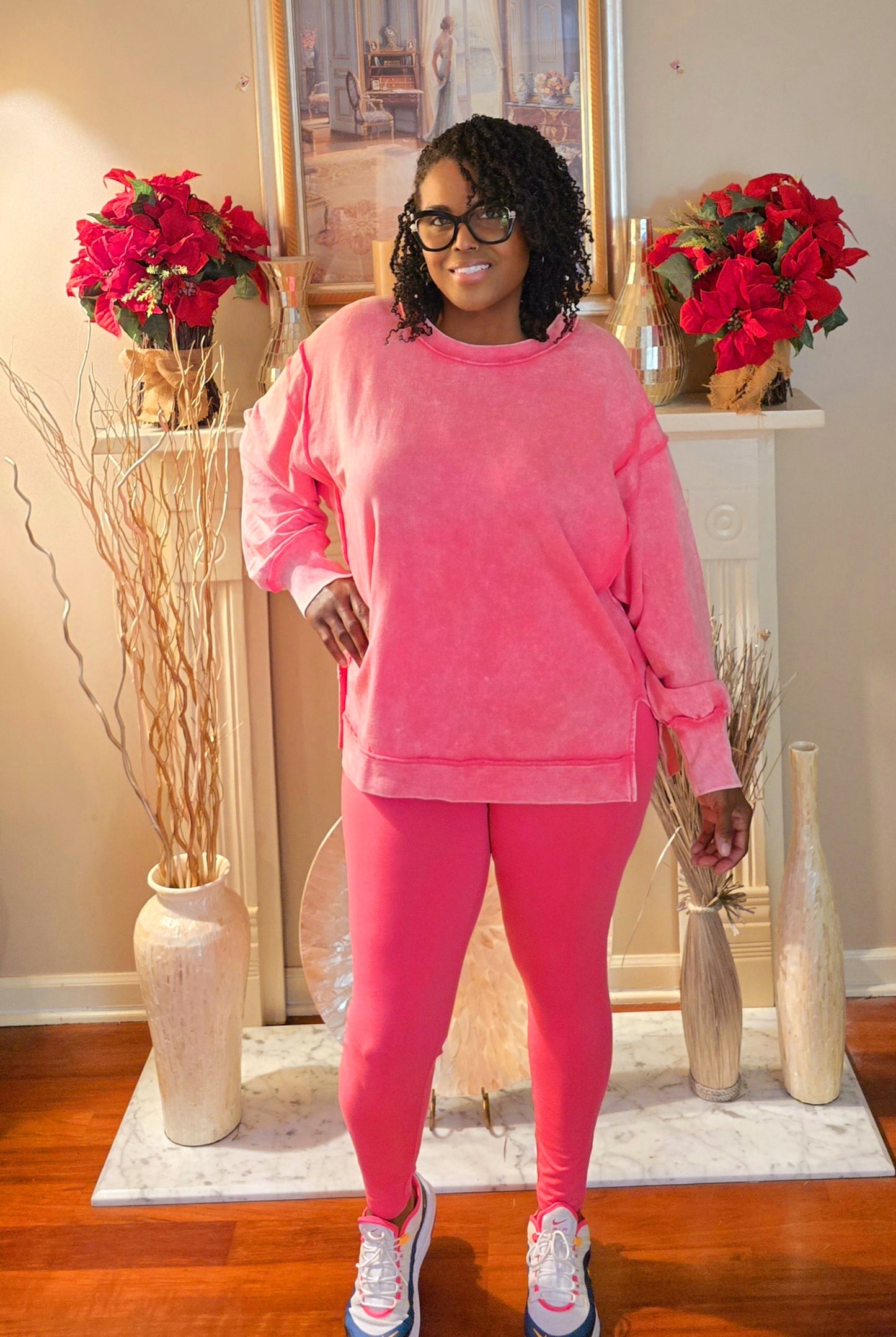 Fuchsia leggings set (plus size)