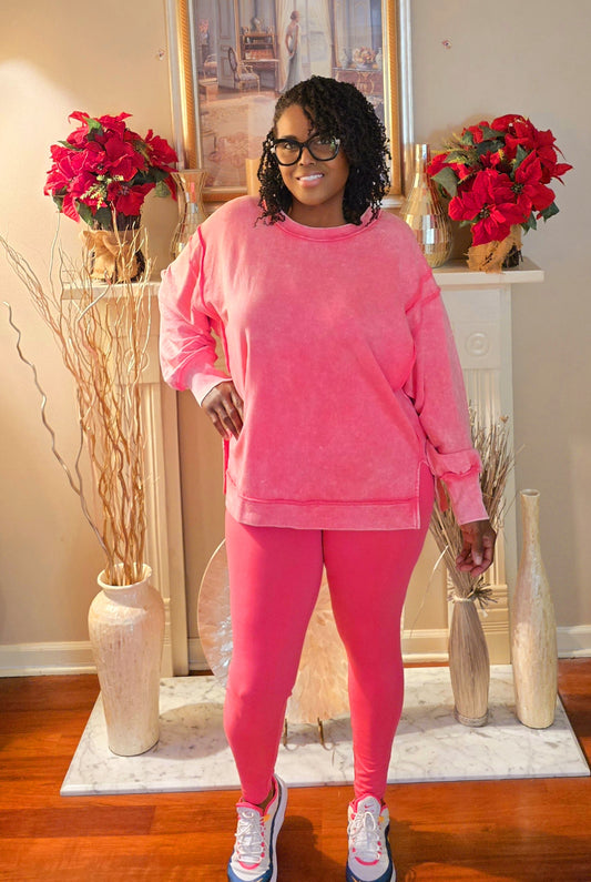 Fuchsia leggings set (plus size)