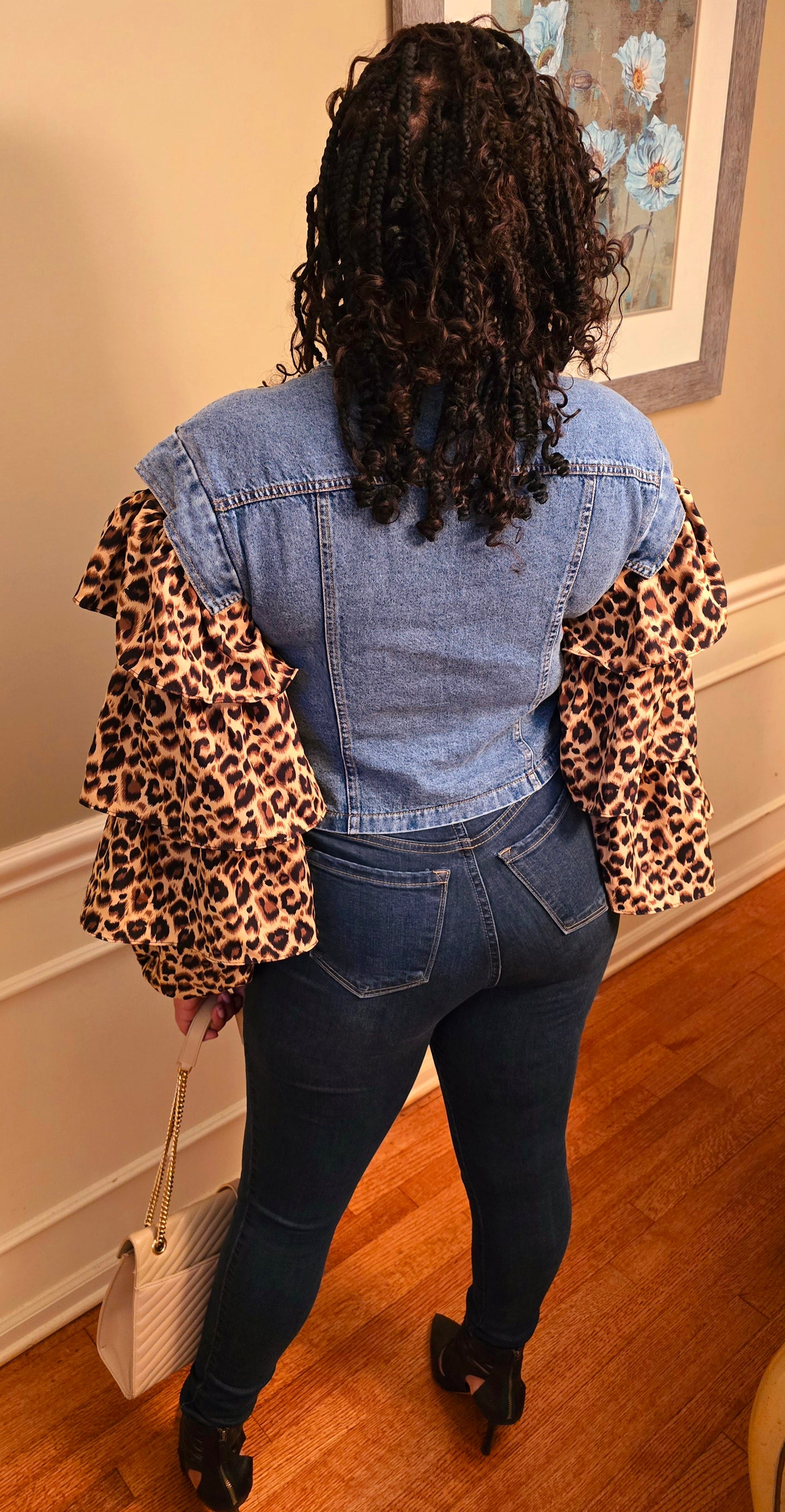 Denim leopard Top/Jacket