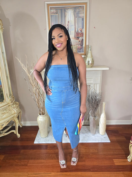 Denim & Done Strapless Midi Dress (plus size)