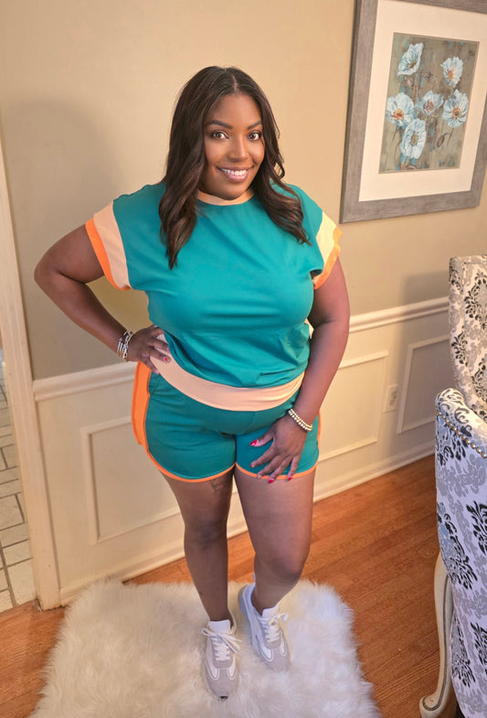 Color Me Bold Short Set-Teal Vibes