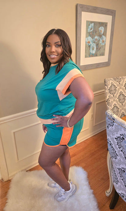 Color Me Bold Short Set-Teal Vibes