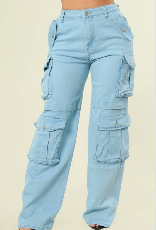 Denim cargo jeans