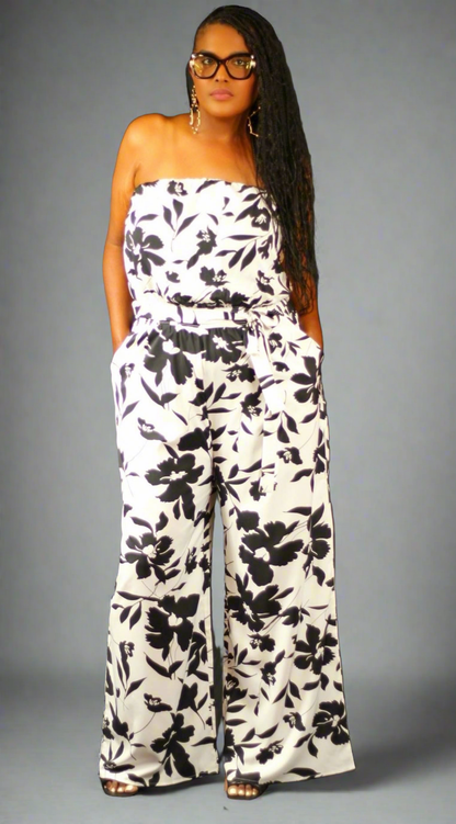 Tropical floral jumpsuit (plus size)